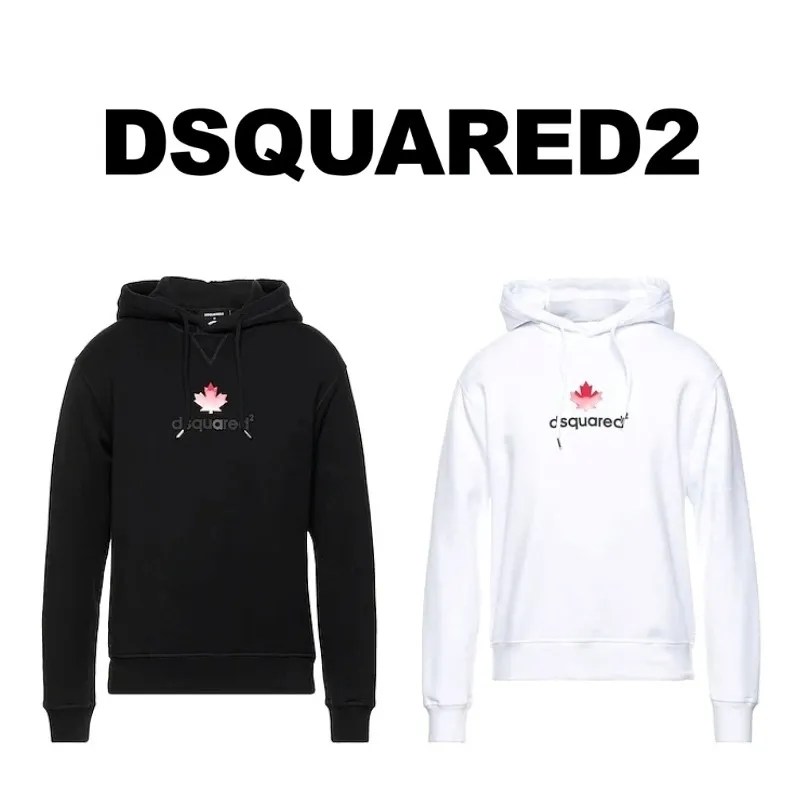 D SQUARED2  |Long Sleeves Plain Cotton Logo Luxury Hoodies