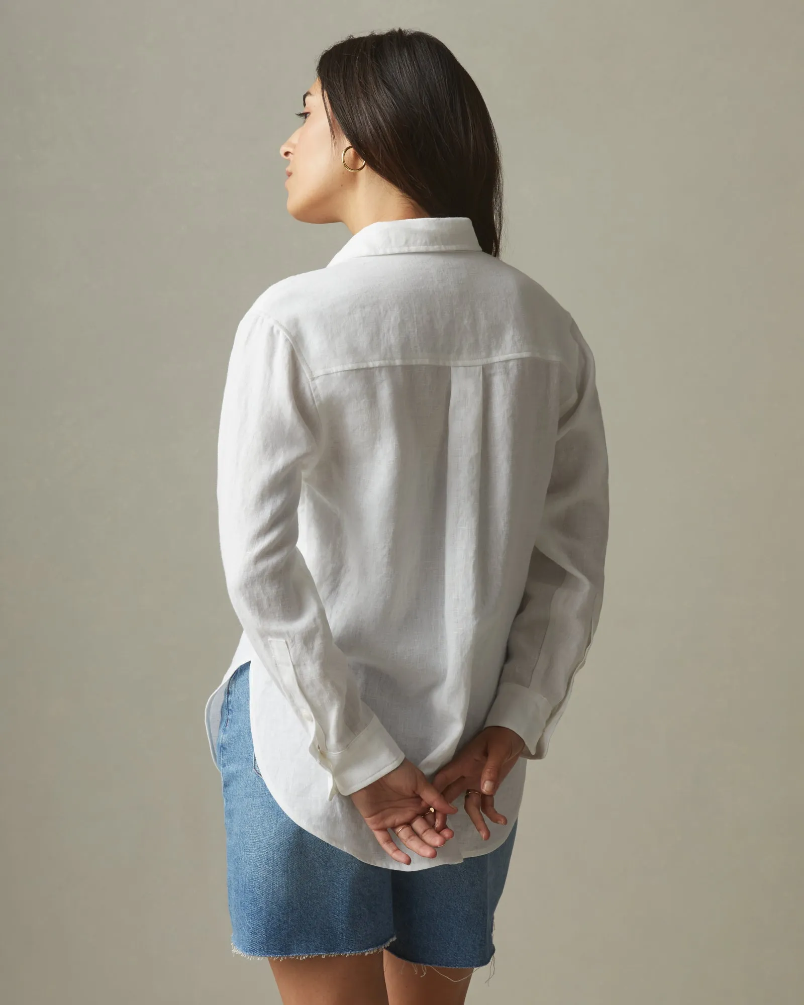 Easy Linen Long Sleeve Shirt - White