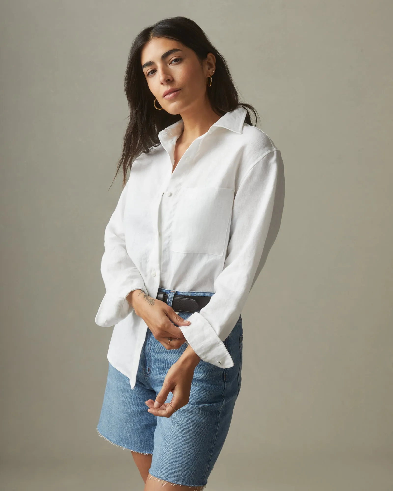 Easy Linen Long Sleeve Shirt - White