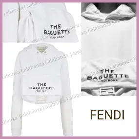 FENDI  |Collaboration Long Sleeves Plain Logo Hoodies & Sweatshirts