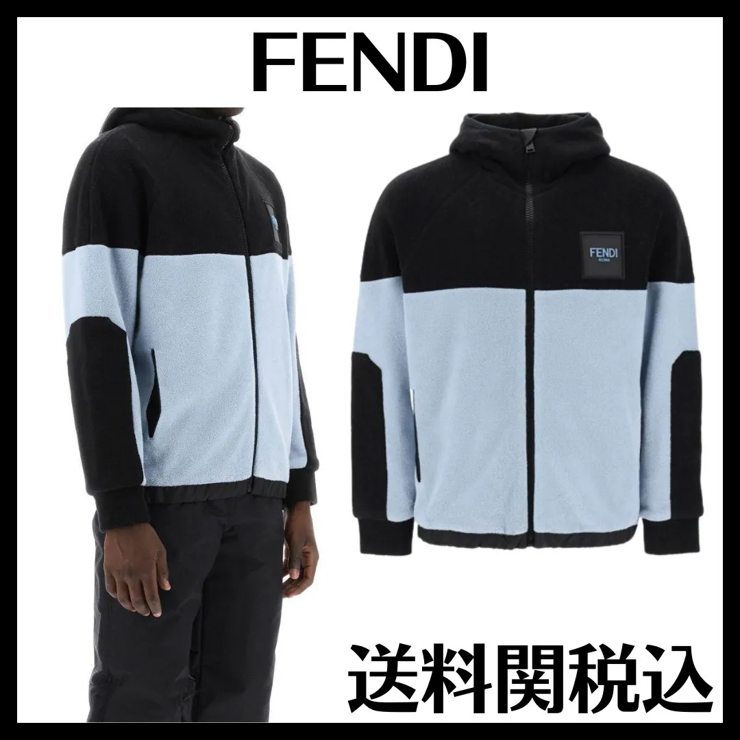 FENDI  |Sweat Long Sleeves Cotton Logo Luxury Hoodies