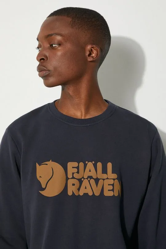 Fjallraven cotton sweatshirt Logo Sweater men's navy blue color F84142