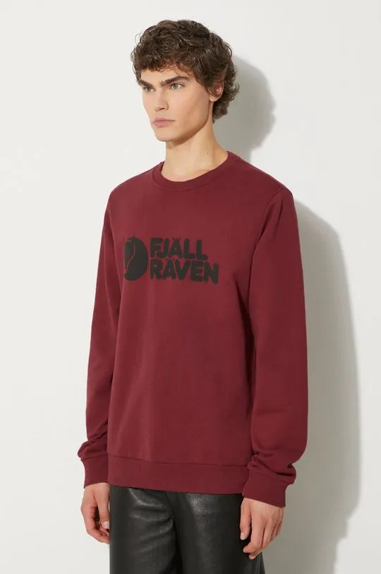 Fjallraven cotton sweatshirt Logo Sweater men's red color F84142