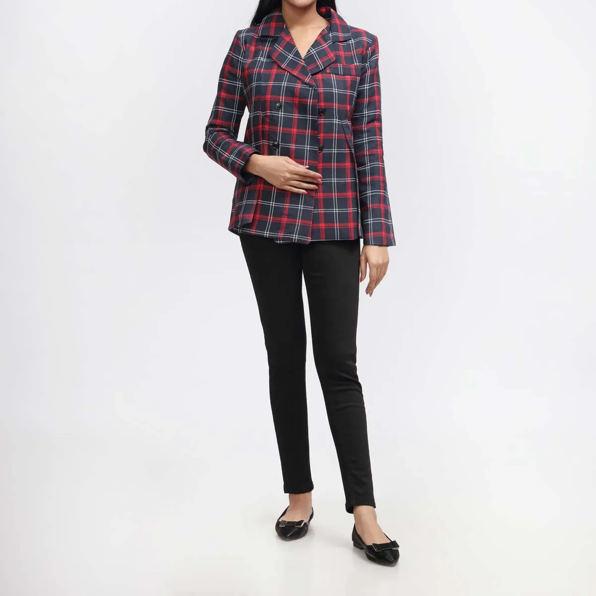 Flannel Checkered Blazer PW3247