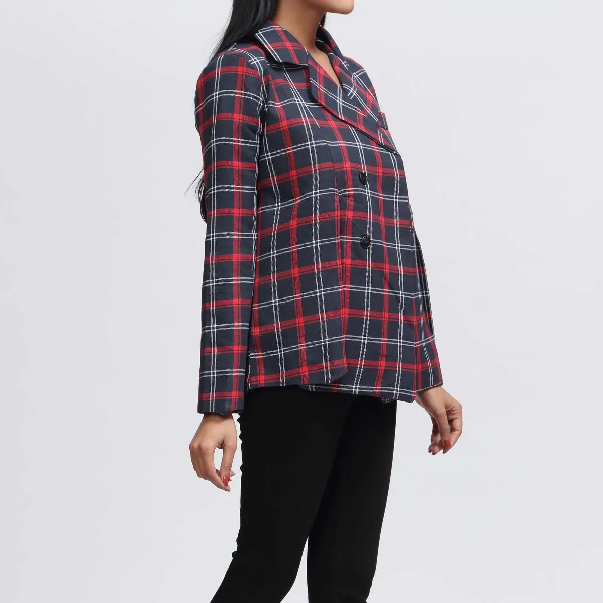 Flannel Checkered Blazer PW3247