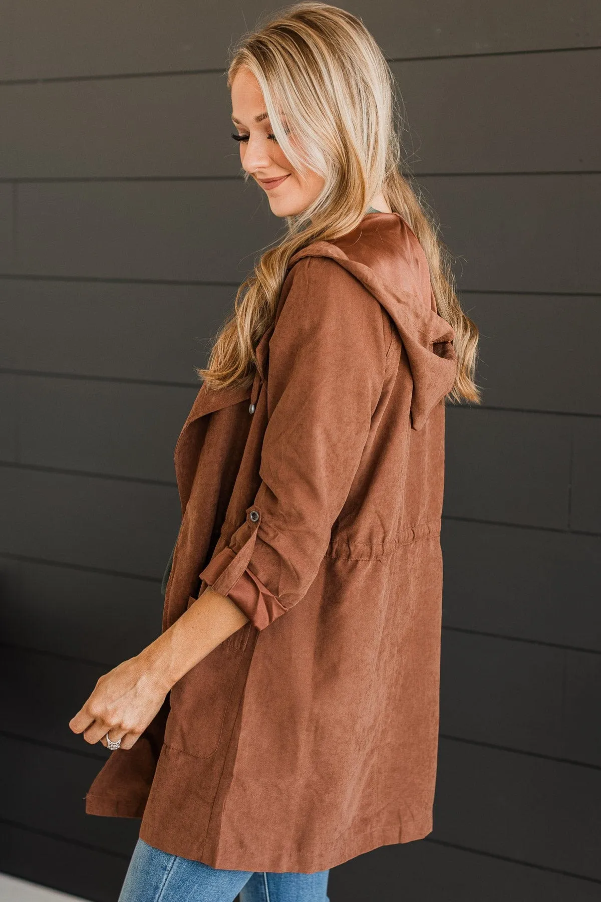 Go Getter Open Front Jacket- Dark Camel