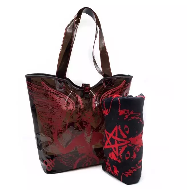 Gothic Baphomet Print Pvc Beach Tote Bag