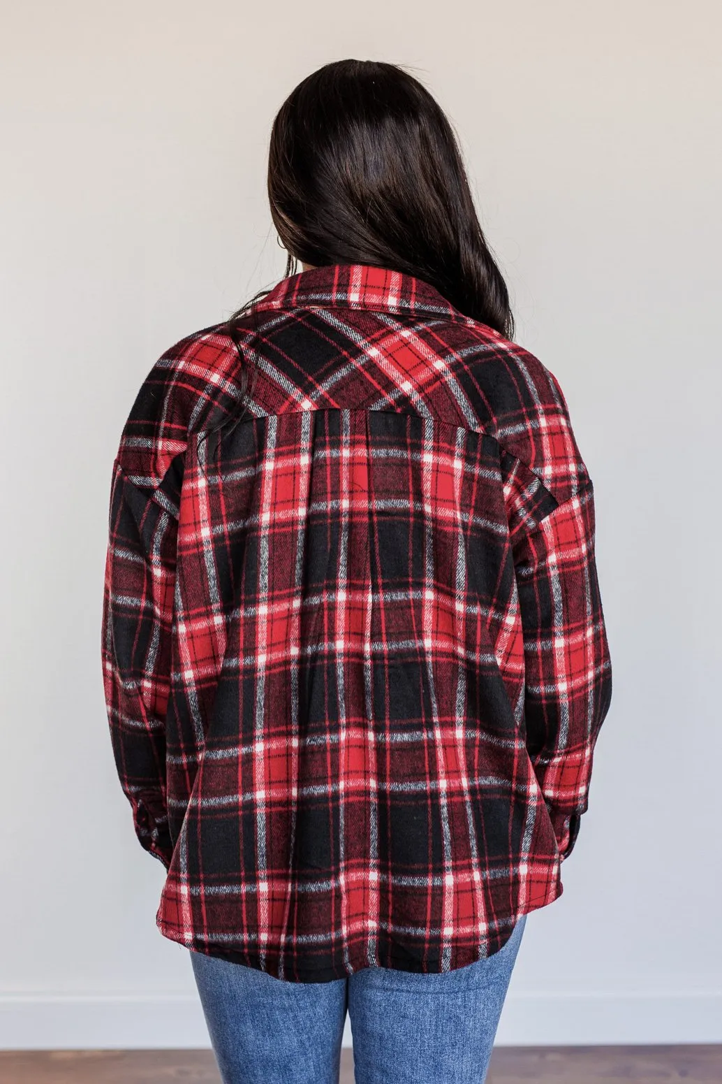 Happiest Of All Plaid Jacket- Black & Red