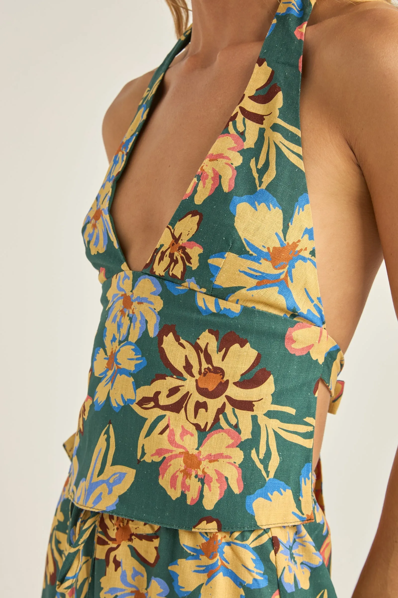 Hawaiian Floral Halter Top Jungle