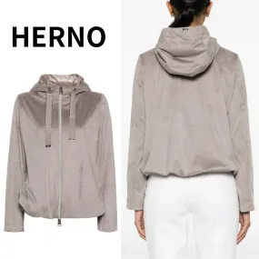 HERNO  |Street Style Long Sleeves Plain Hoodies & Sweatshirts