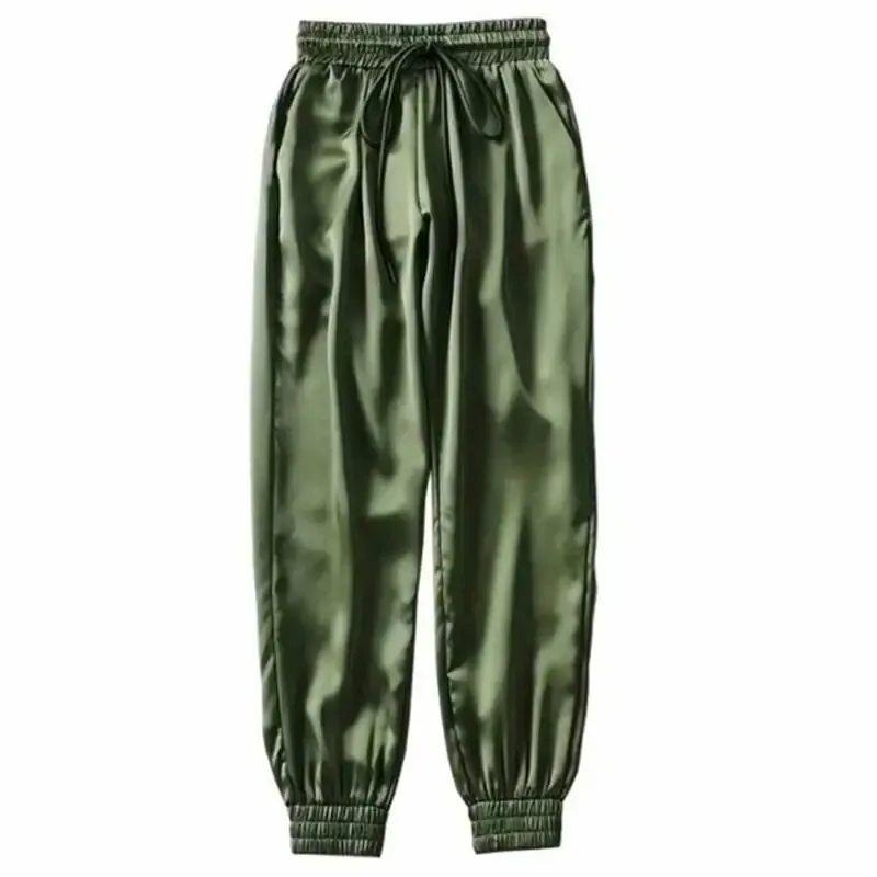 High Waist Satin Jogger Pants