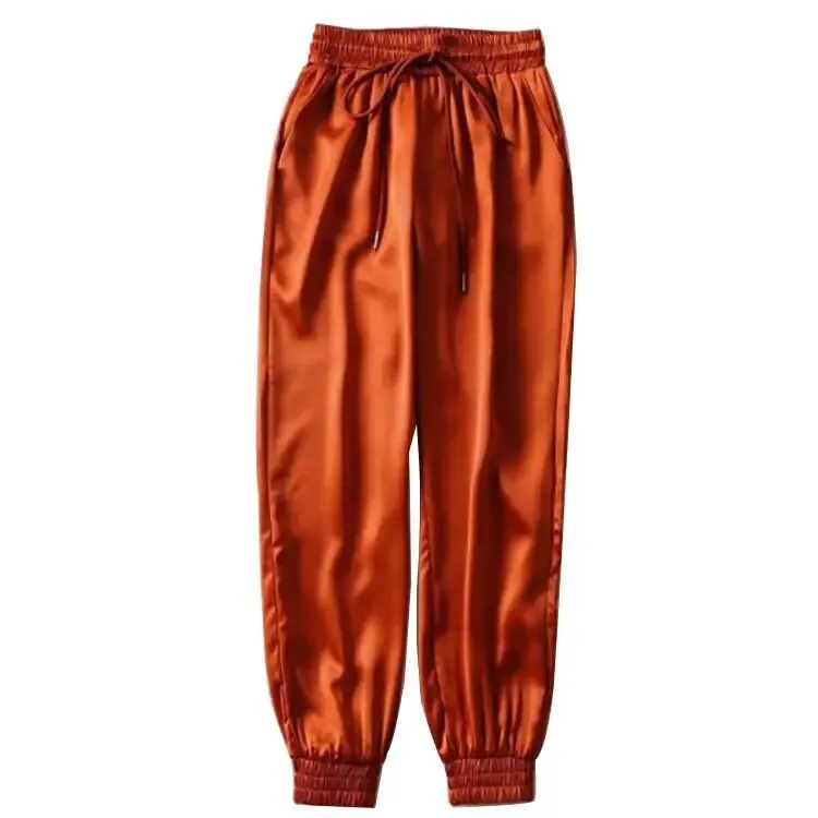 High Waist Satin Jogger Pants