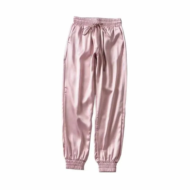 High Waist Satin Jogger Pants