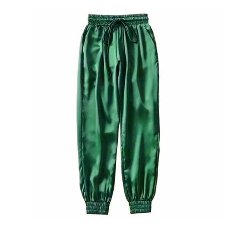 High Waist Satin Jogger Pants