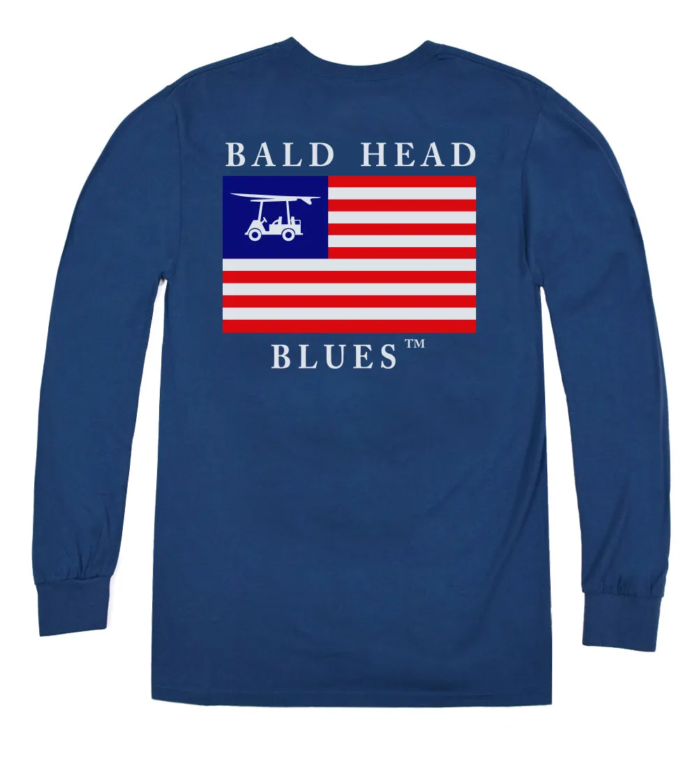 Island Tee - Long Sleeve USA Flag - Navy