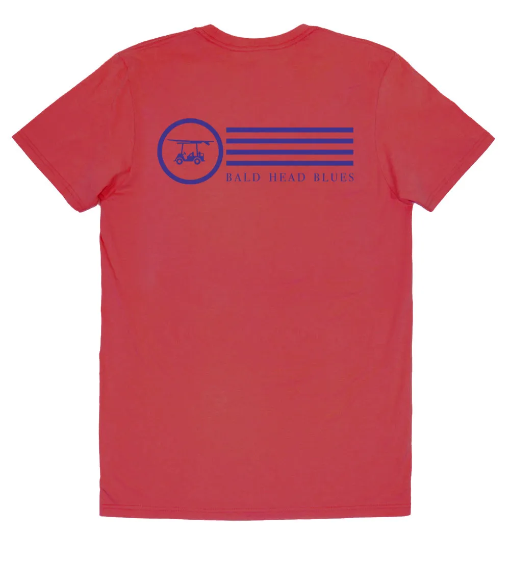 Island Tee - Short Sleeve Circle w/ Stripes - Brick Red