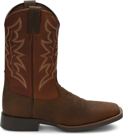 Justin Mens Stampede Sq Toe Dark Brn Boots 7222