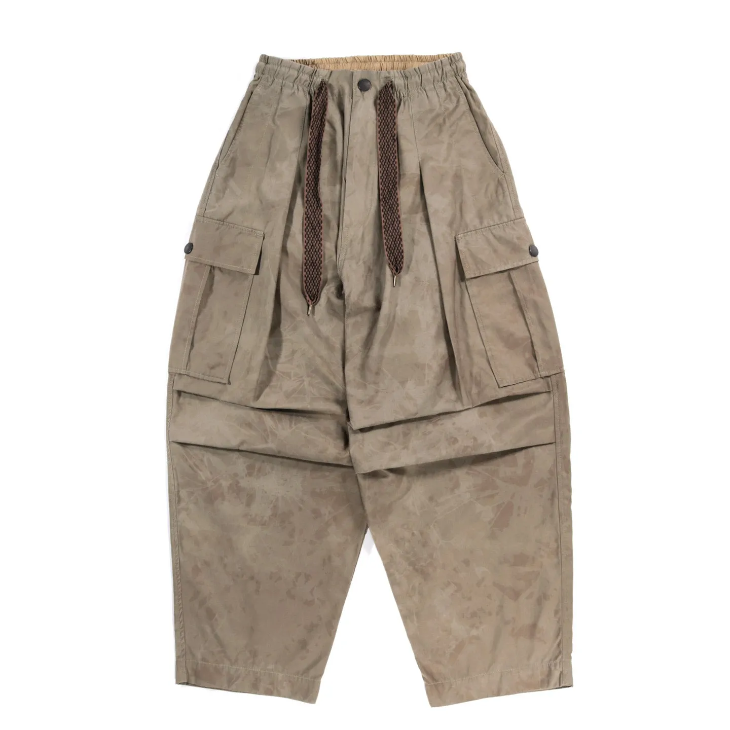 KAPITAL FAST DRY TWILL EASY JUMBO CARGO PANTS KHAKI