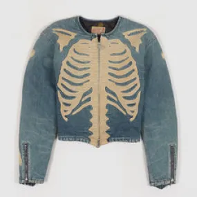 Kapital Kountry Embroidered Bone Denim Motocross Jacket