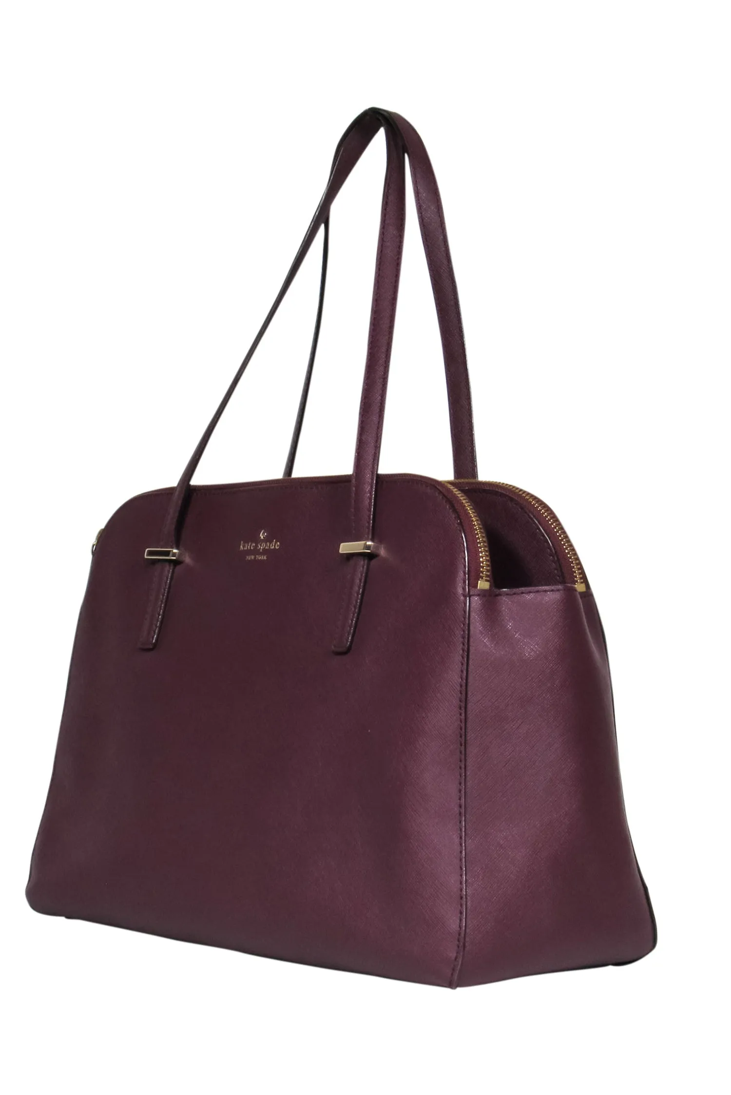 Kate Spade - Burgundy Double Zipper Large Tote Bag