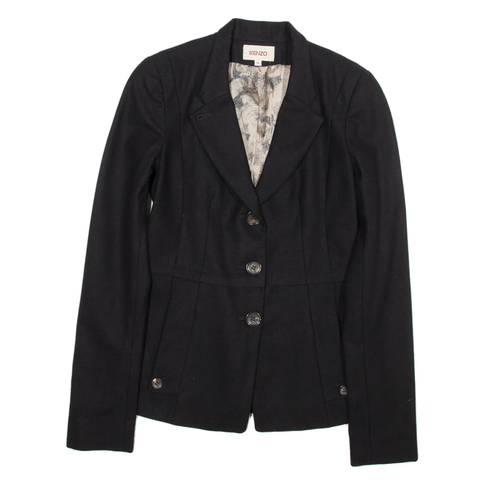 KENZO Womens Blazer Jacket Black Wool S