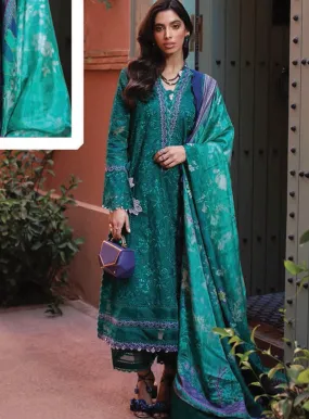 Kesh By Farah Talib Aziz Embroidered Lawn Unstitched 3 Piece Suit - FTA23KL FTA-05 ATLAS EMERALD