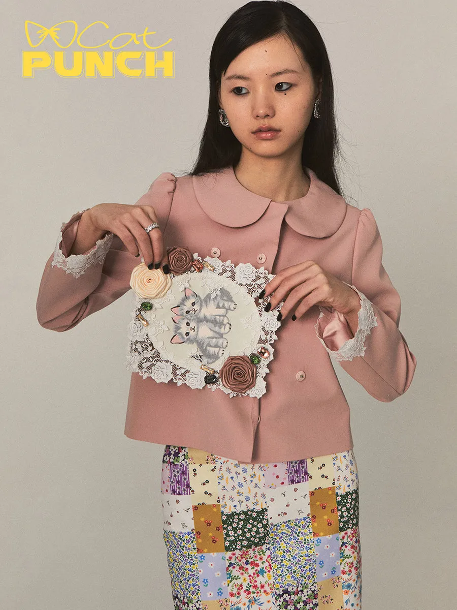 Lace 3D Flower Cat Round-Collar Unique Jacket