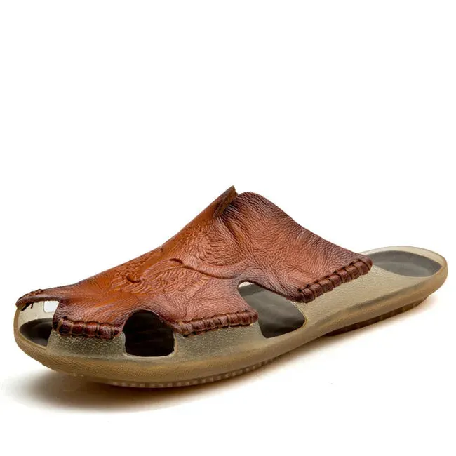 Leather Non-Slip Slippers Men Sandals Comfortable