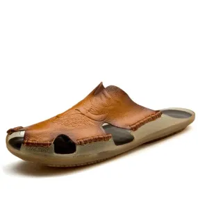 Leather Non-Slip Slippers Men Sandals Comfortable