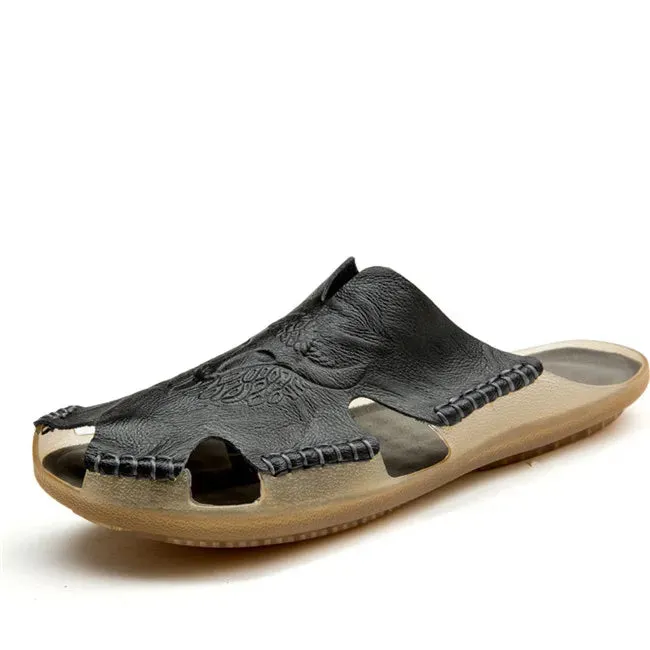 Leather Non-Slip Slippers Men Sandals Comfortable