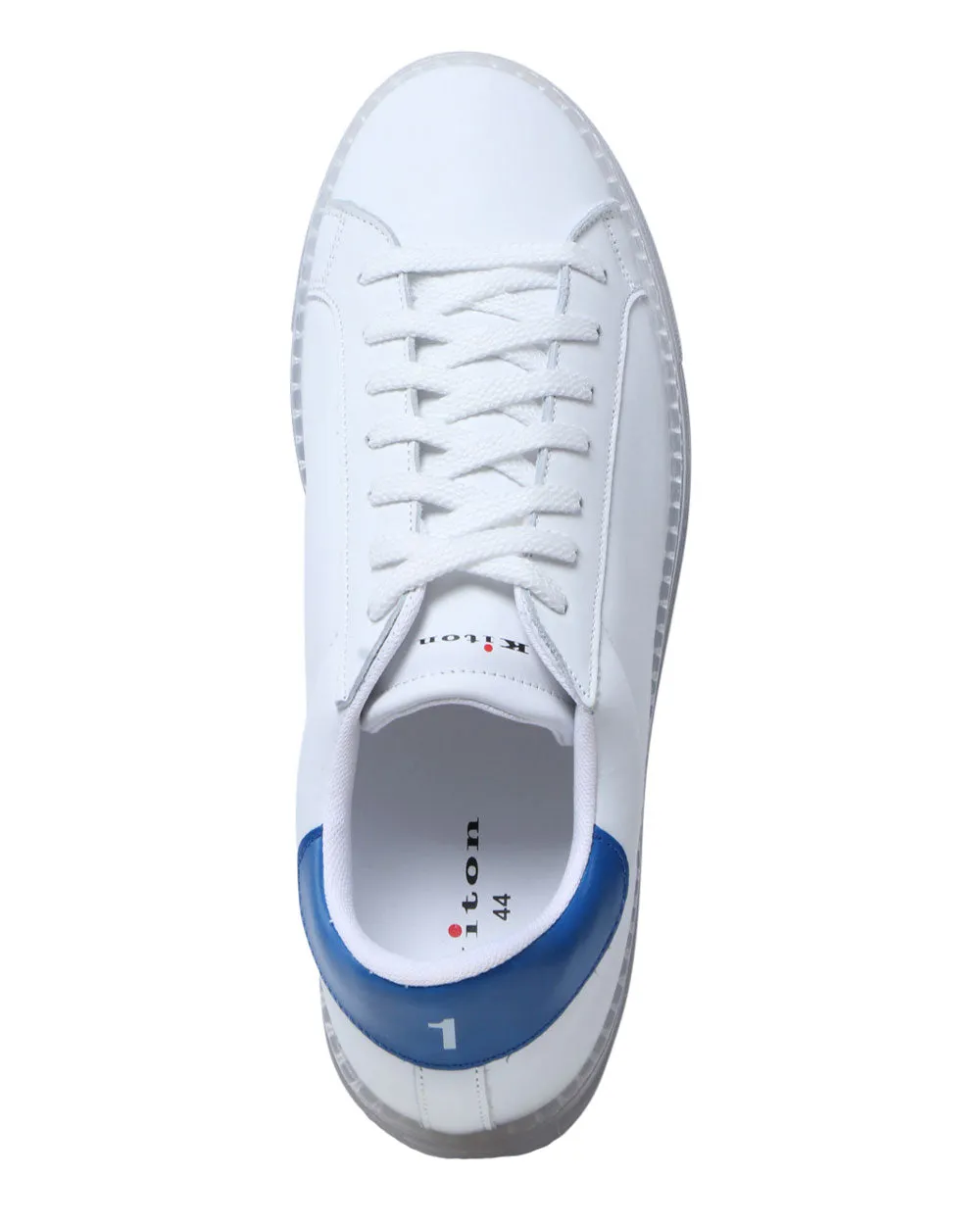 Leather Sneaker with Clear Sole in Electric Blue