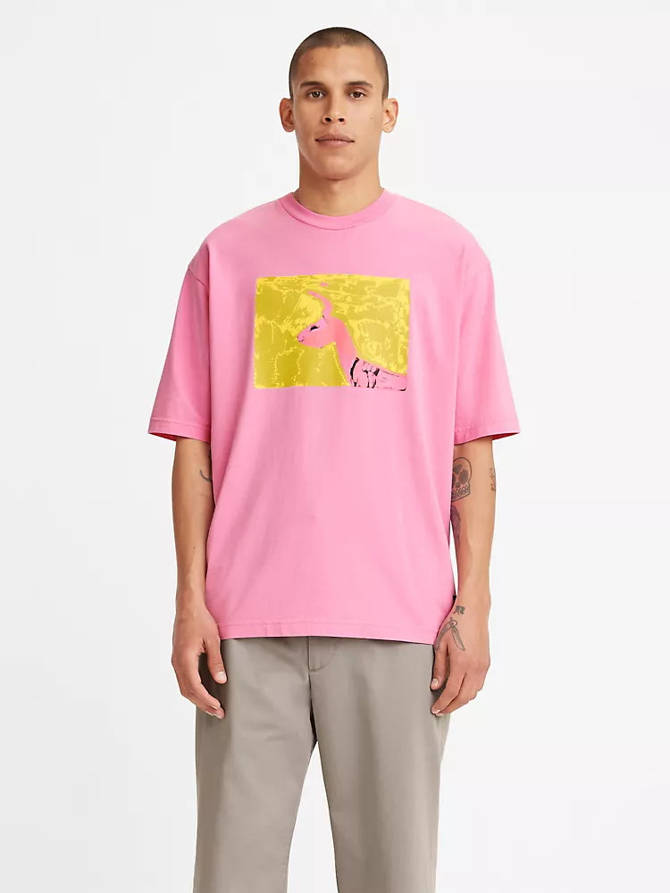 LEVI'S SKATE MEN'S GRAPHIC BOXY TEE - PAINTED RABBIT PINK