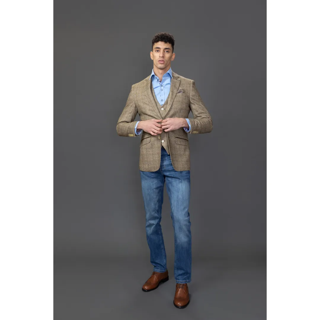 Liam - Men's Brown Check Blazer