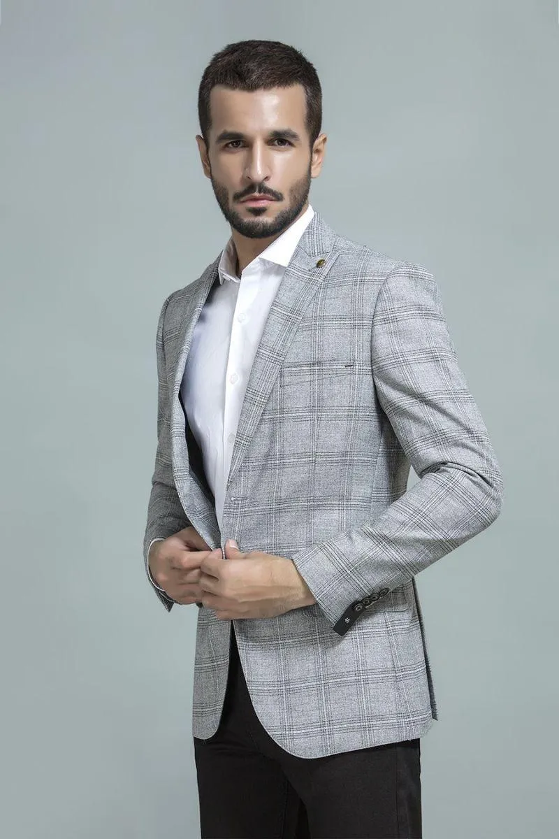 Light Grey Checkered Blazer