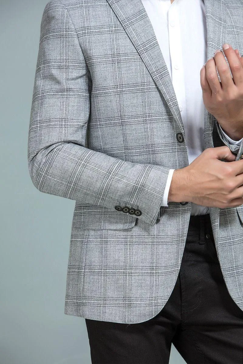 Light Grey Checkered Blazer