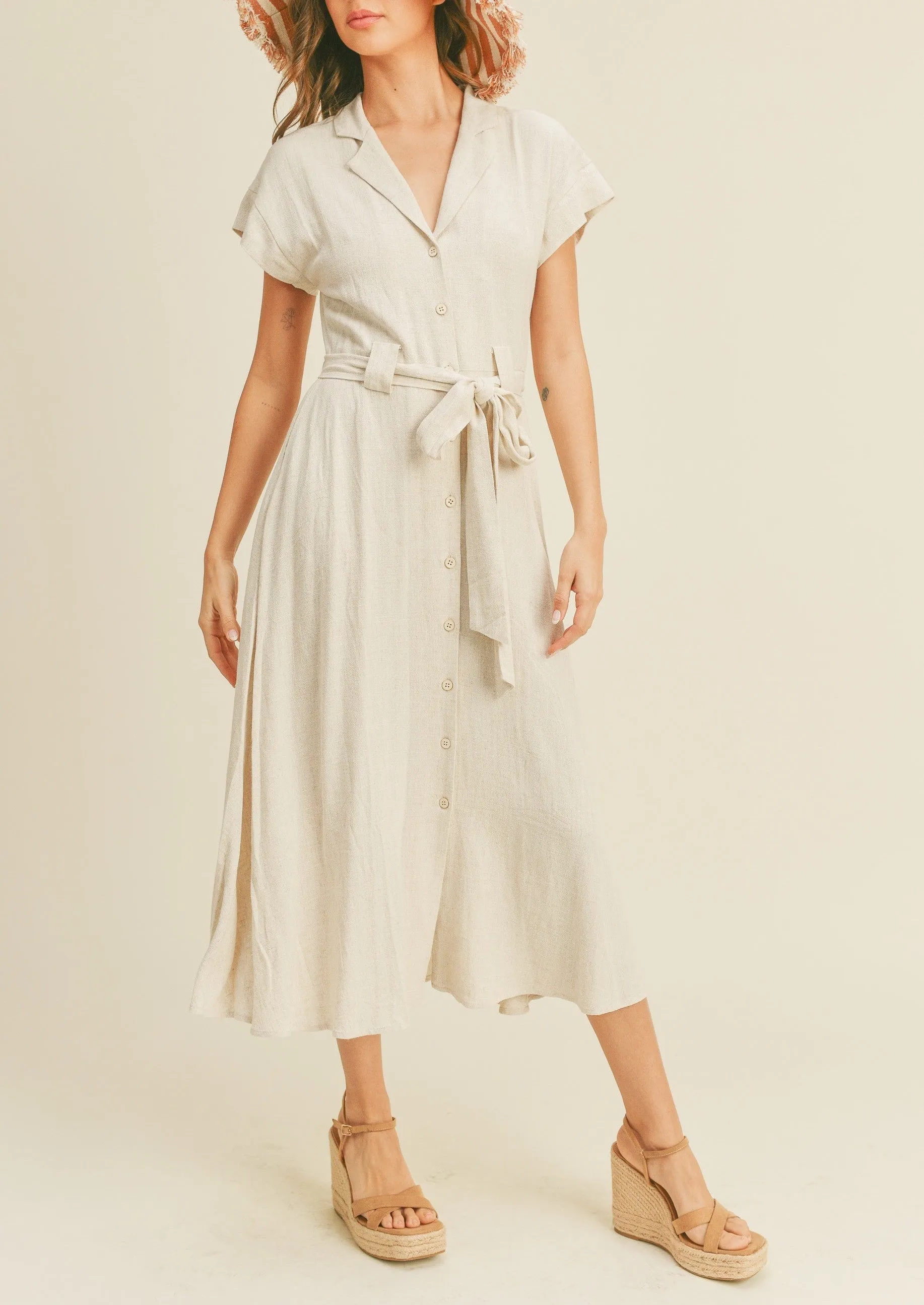 Linen Blend Shirt Dress