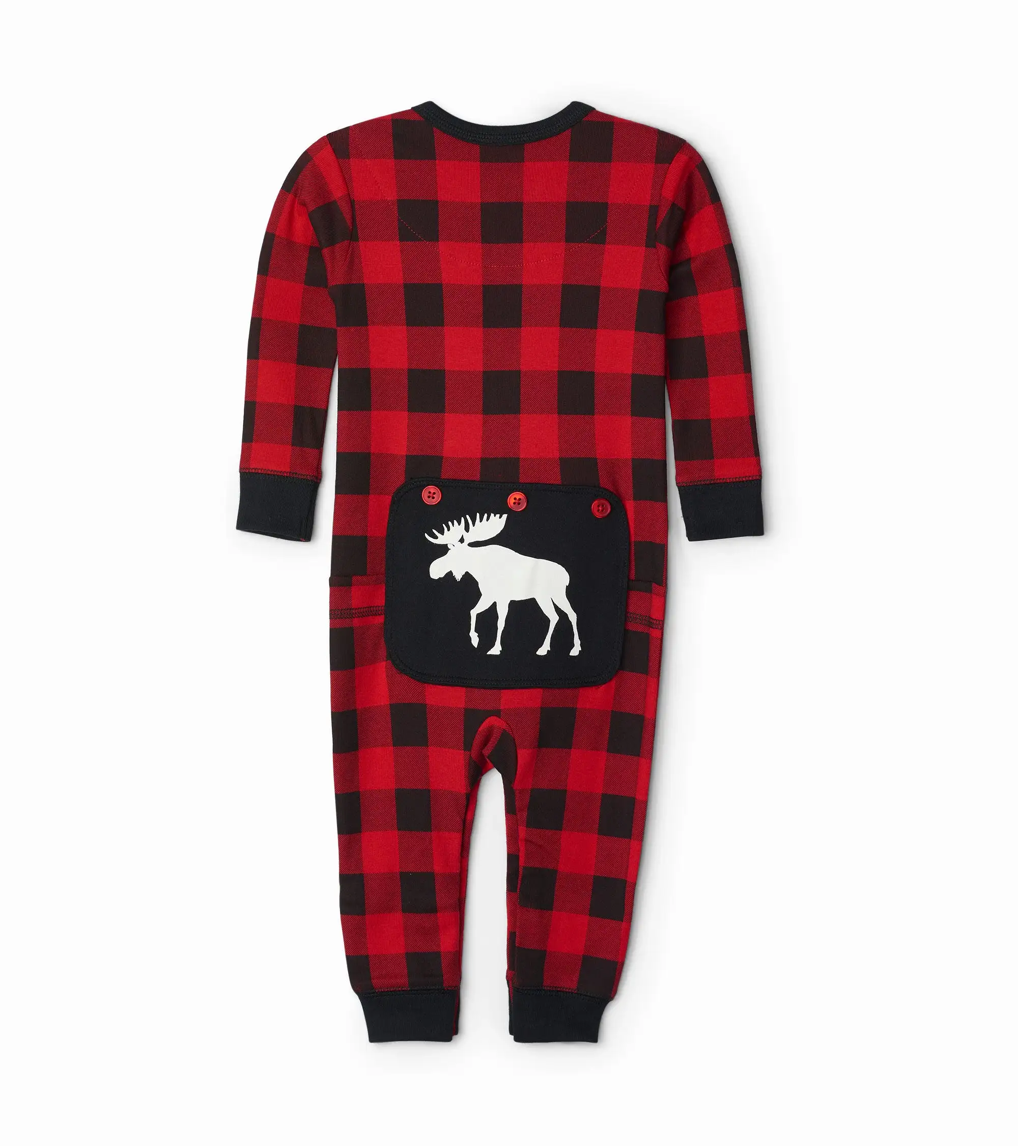 Little Blue House Moose on Plaid Union Suit