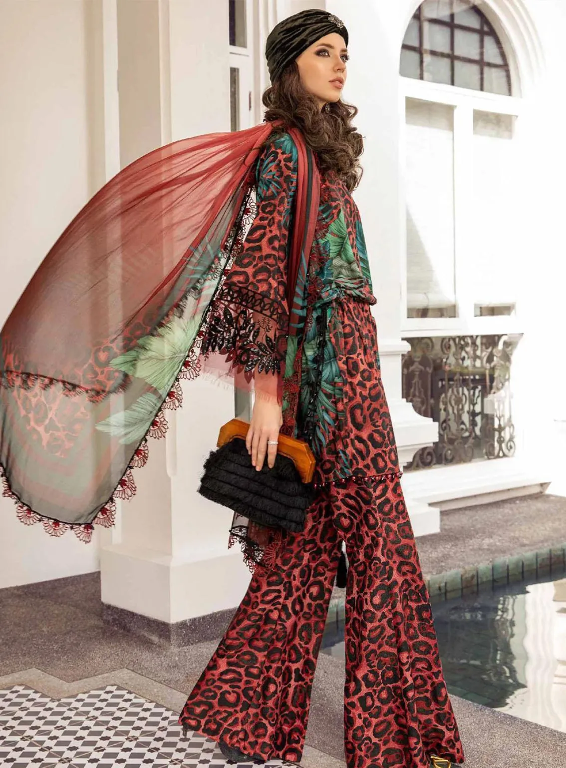 M Prints By Maria B Embroidered Linen Unstitched 3 Piece Suit - 7A