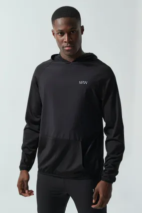 Man Active Chest Panel Hoodie | boohooMAN UK