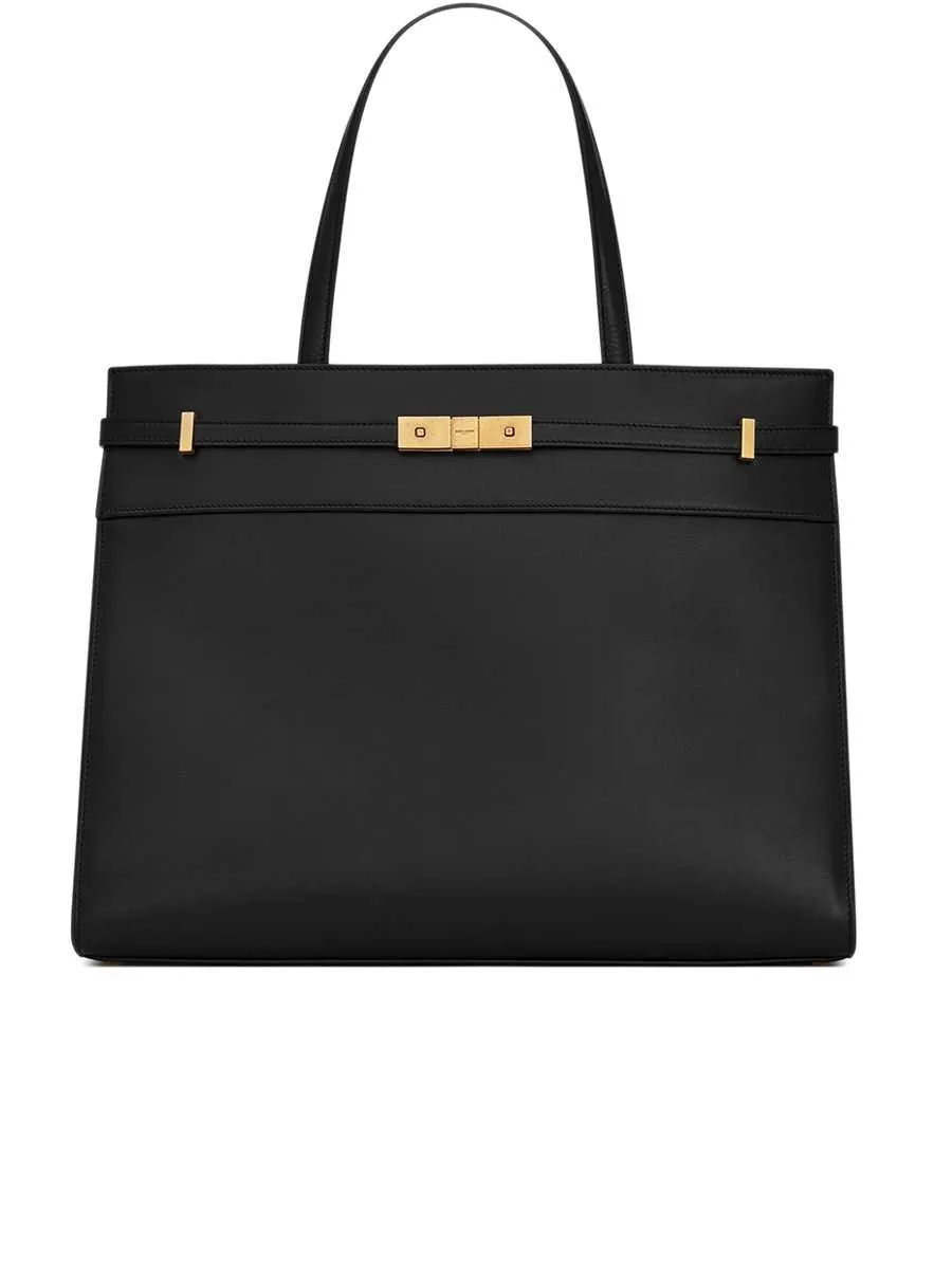 Manhattan Large Black Smooth Leather Tote Bag