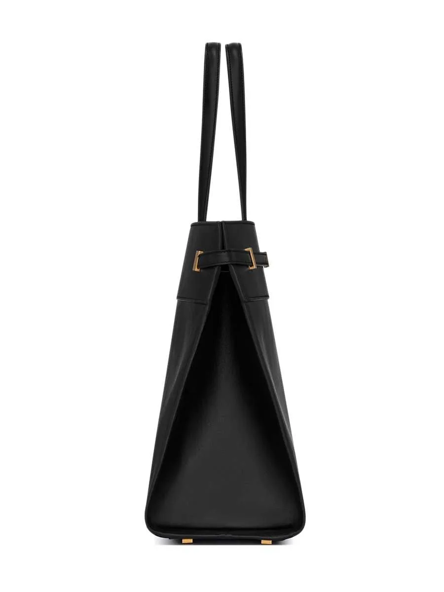 Manhattan Large Black Smooth Leather Tote Bag