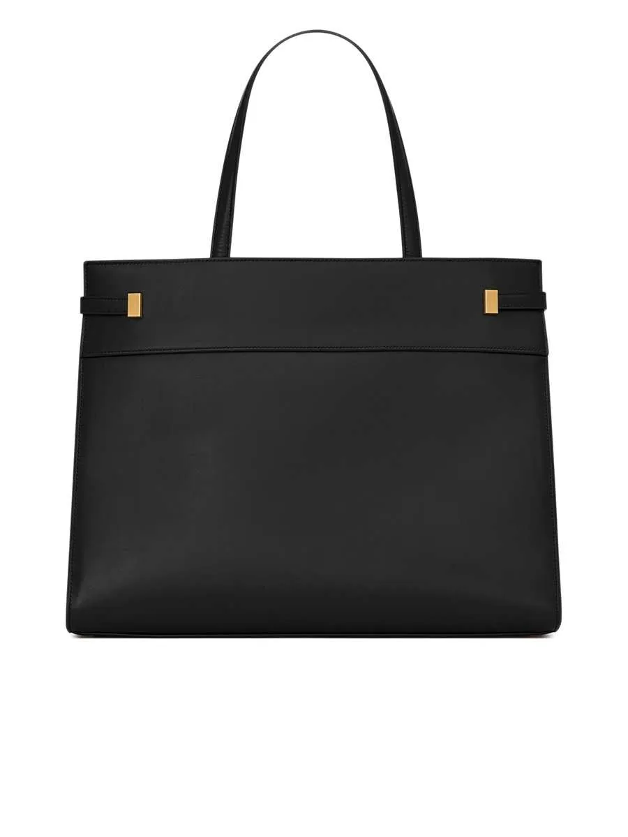 Manhattan Large Black Smooth Leather Tote Bag