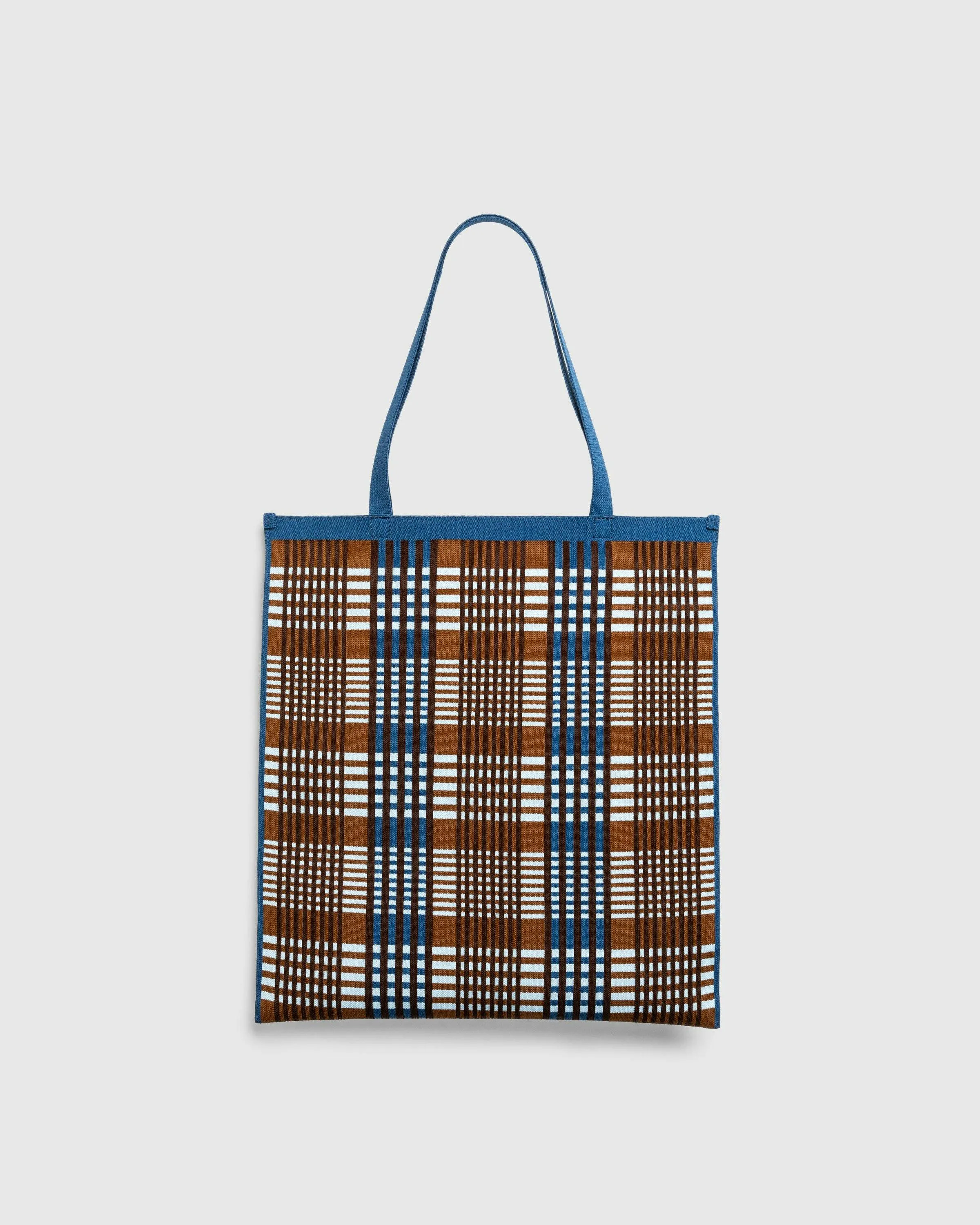 Marni – Check Jacquard Tote Bag Light Blue/Rust | Highsnobiety Shop