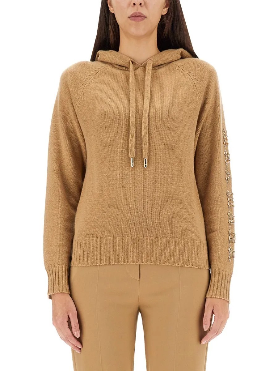 MaxMara  |Long Sleeves Plain Logo Hoodies & Sweatshirts