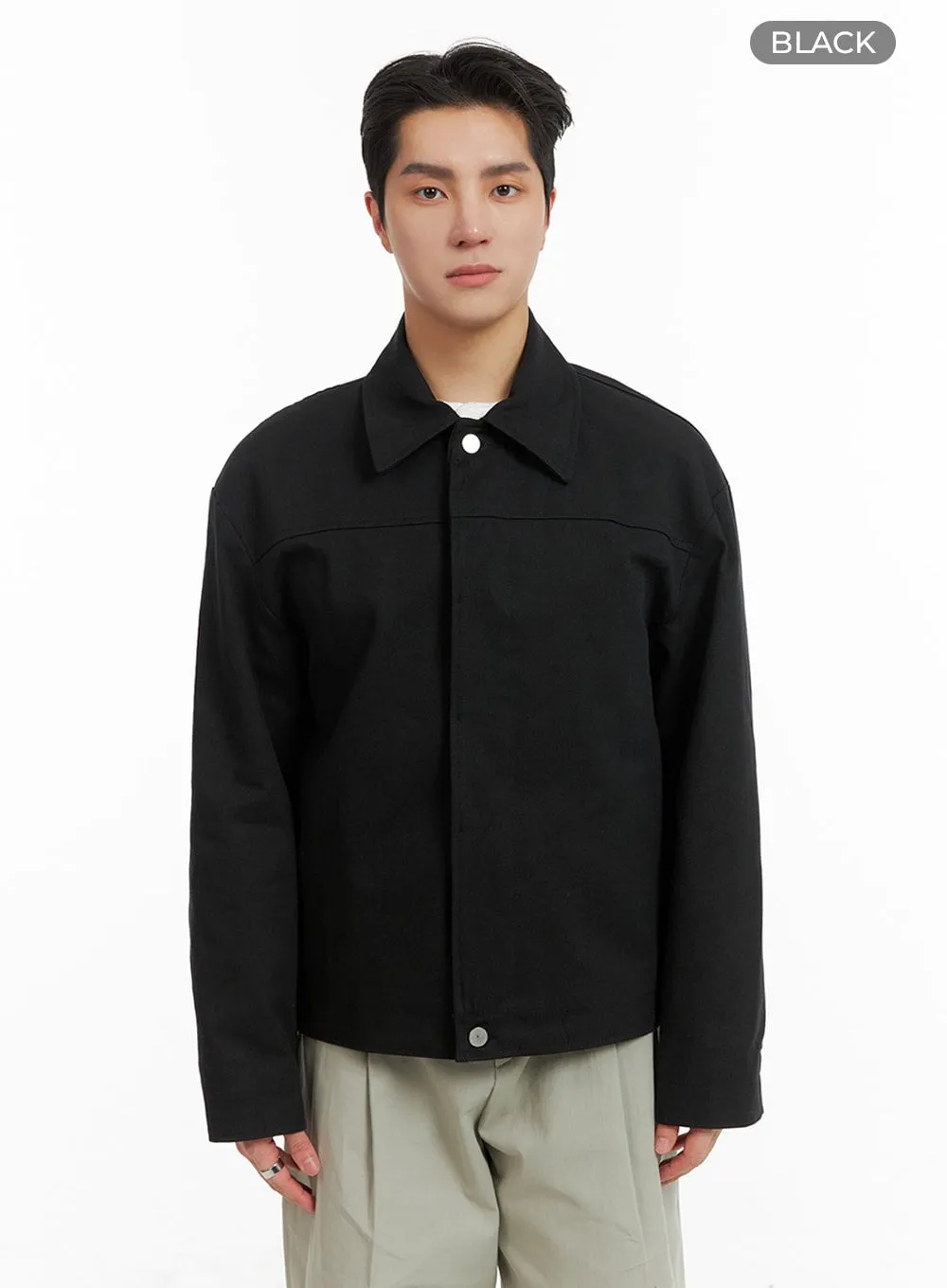 Men's Basic Cotton Collar Buttoned Jacket IA401