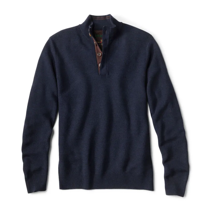 Merino Piqué Buttonmock Sweater