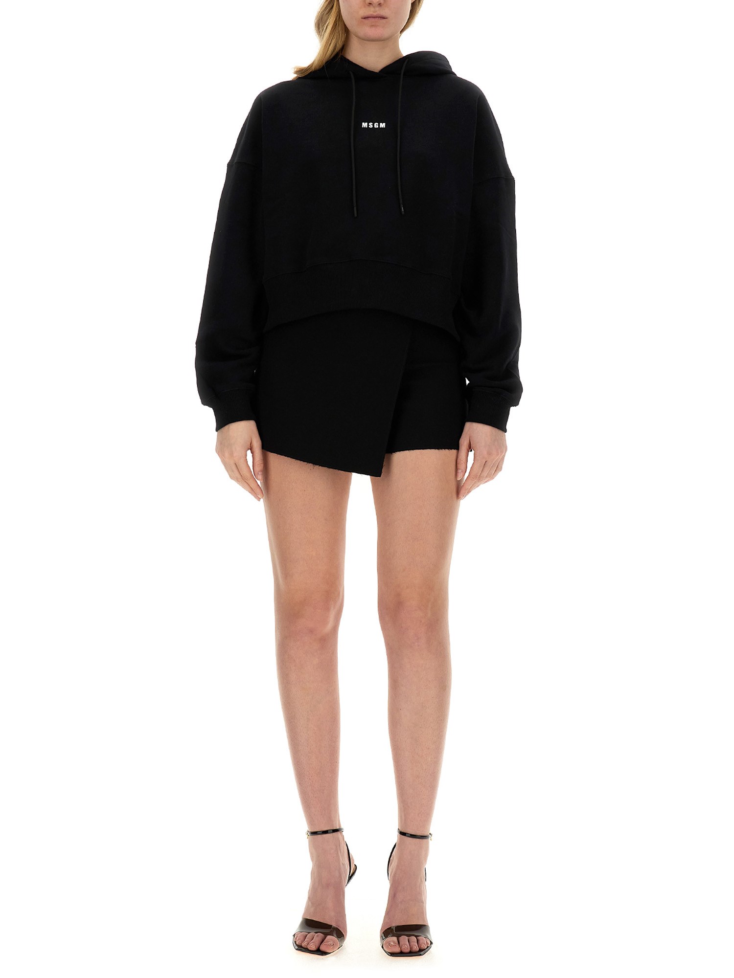 MSGM    COTTON SWEATSHIRT WITH LOGO PRINT