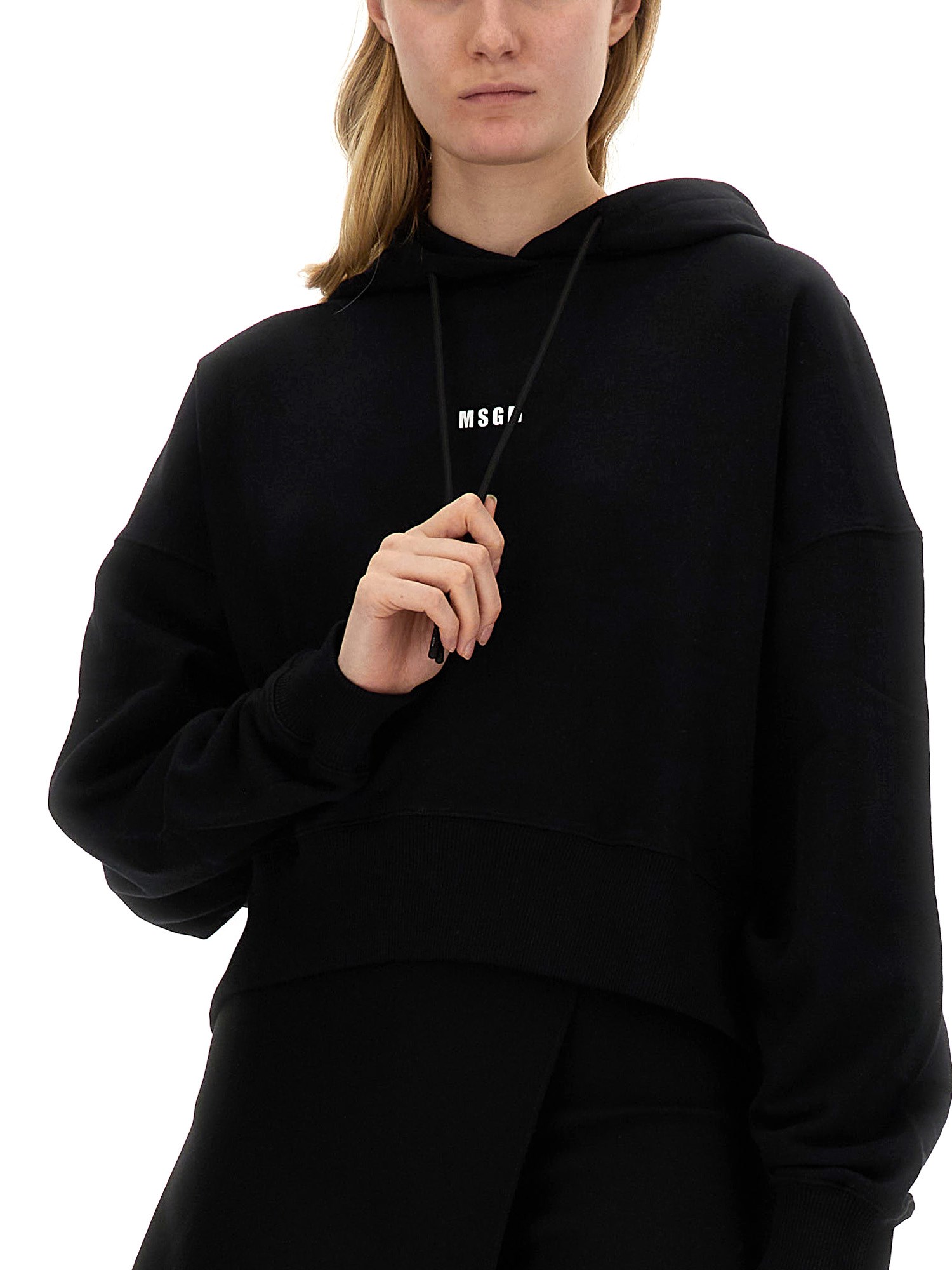 MSGM    COTTON SWEATSHIRT WITH LOGO PRINT