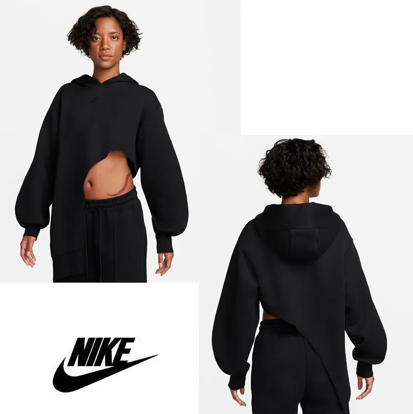 Nike  |Long Sleeves Logo Asymmetry Hoodies & Sweatshirts