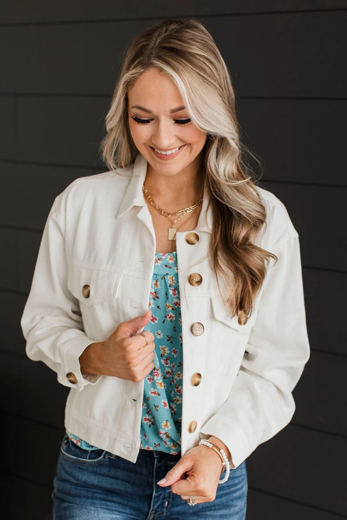 Now Is The Time Denim Jacket- Ivory